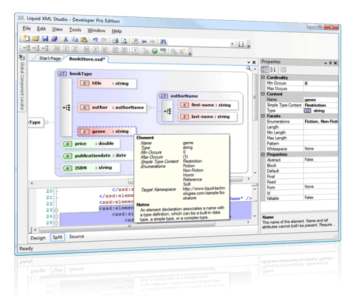 Graphical XML Schema Editor (XSD). A fully featured XML Development Studio.