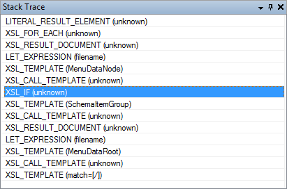 Liquid XML Studio Debugger - Call Stack ToolWindow
