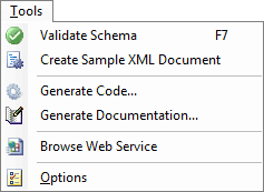Liquid XML Studio Tools Menu