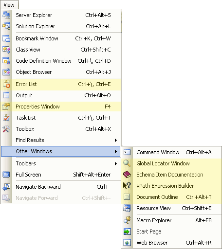 Visual Studio View Menu