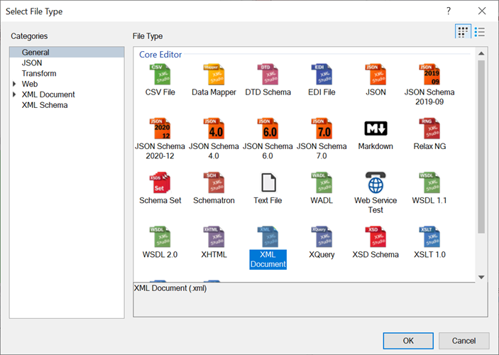 Liquid XML Studio - New XML Files