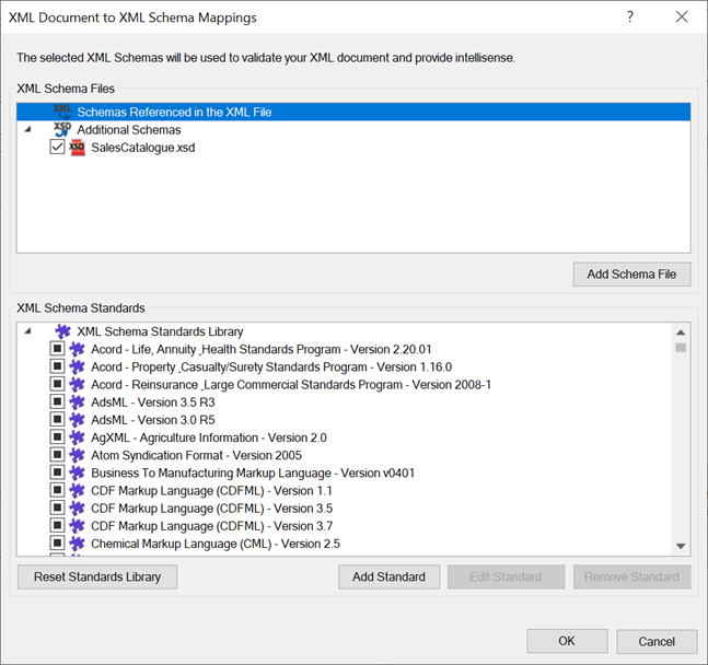 Liquid XML Studio - Schema Selection Dialog