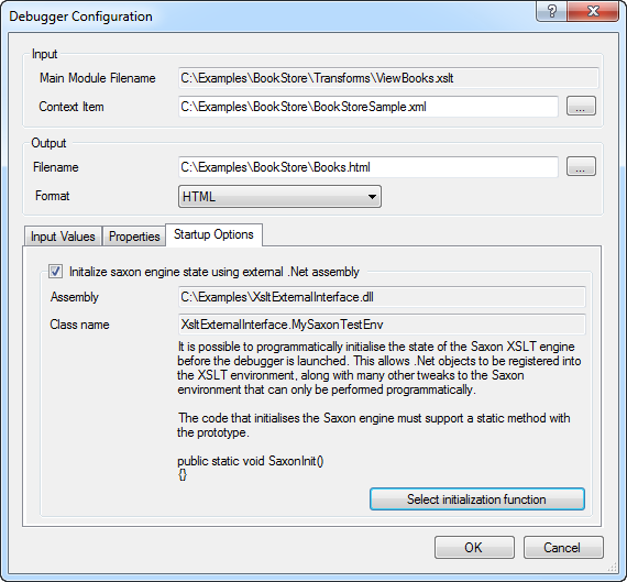 Saxon Debugger Options - Custom Startup