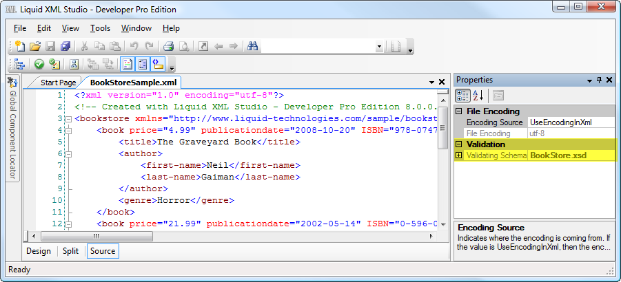 The xml schema associatied with the XML Document