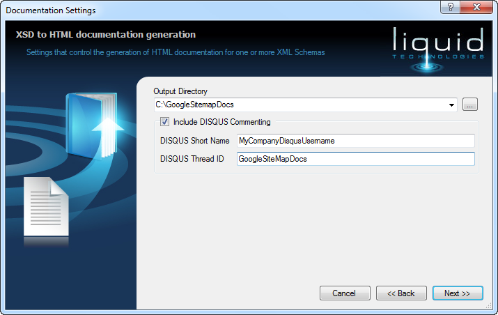 XSD Documentation Generator Wizard Page 3
